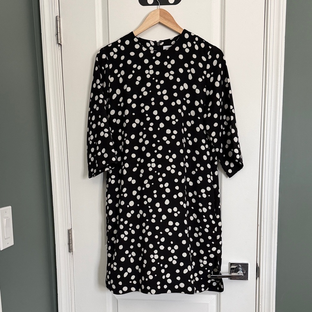 & Other Stories Black and White Dot Long Sleeve Dress